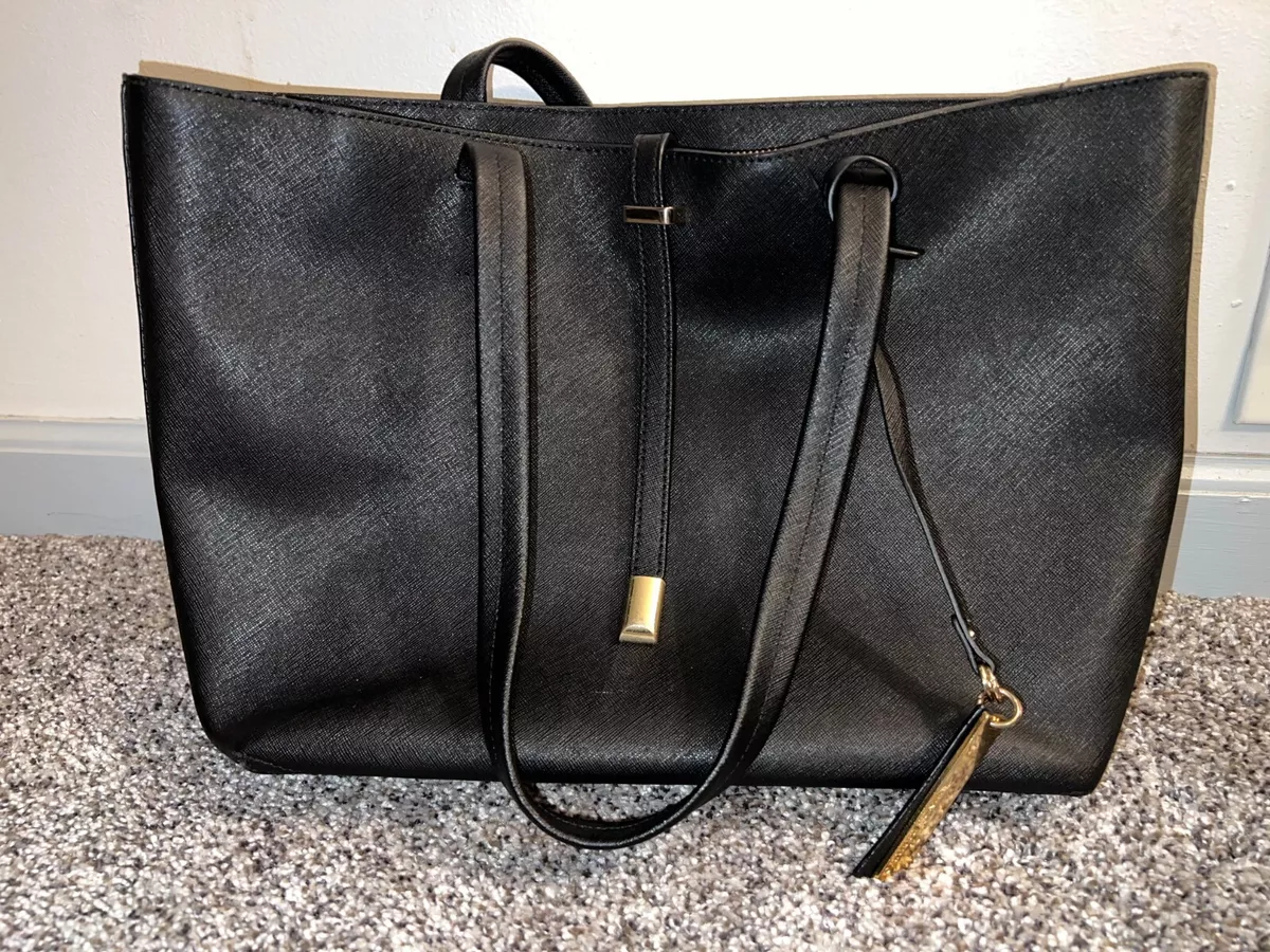 VINCE CAMUTO Leila Black Saffiano Leather Tote Bag