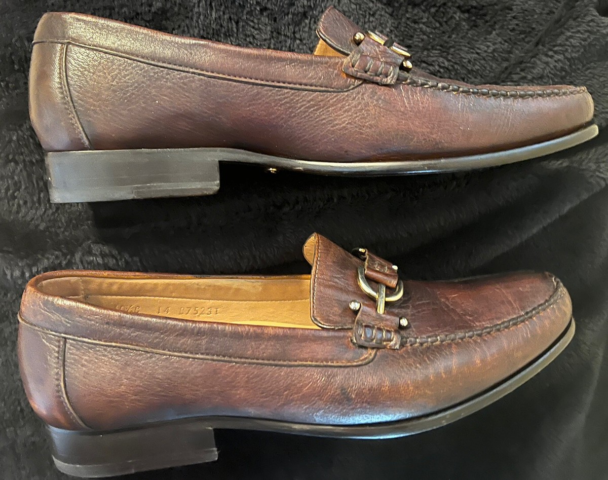 Alan Payne Mens 10.5 C Loafers Brown Deer Leather Horse bit  display picture 1