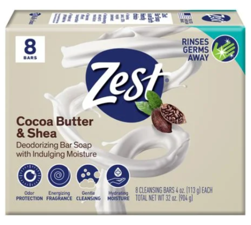 Zest Cocoa Butter & Shea Bar Soap, for All Skin Types, 4 oz, 8 Bars - Picture 7 of 11