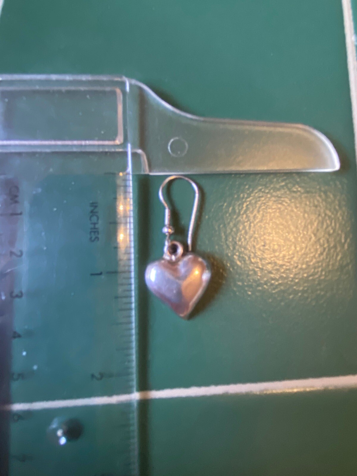 VTG Sterling Silver Solid Heart Dangle Pierced Ea… - image 8