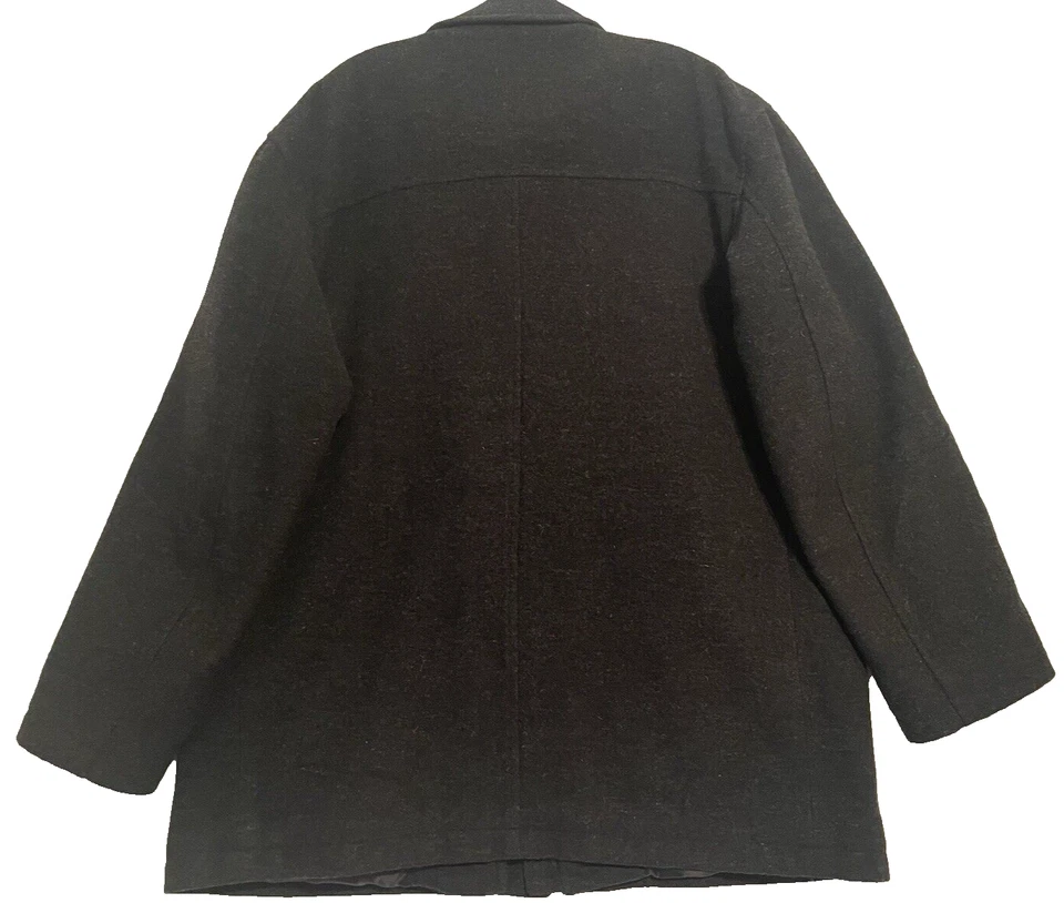 Abrigo largo forrado a medida Newport Harbor para hombre XL negro lana nailon cachemir Foto 3 de 4