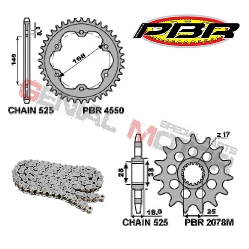 EK1222G Chain and Sprockets Kit 20 / 47 / 525 PBR BMW F R 2009 > 2015 - Изображение 2 из 2
