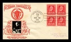 DR JIM STAMPS US COVER JOHN G WHITTIER FAMOUS AMERICANS FDC BLOCK CROSBY PHOTO
