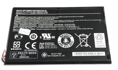 Genuine: Battery Acer Iconia Tab A3-A10 AP12D8K (1ICP4/83/103-2)