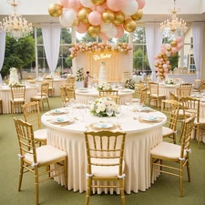 10 Pack 60Inch Ivory Spandex Round Tablecloths, Stretchy 120inch Fitted 5FT R...