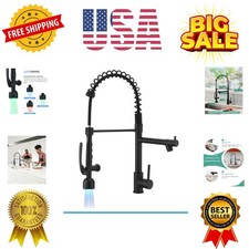 Black Kitchen Faucet with Pull Down Sprayer,Commercial LED Kitchen Faucet,Sin...