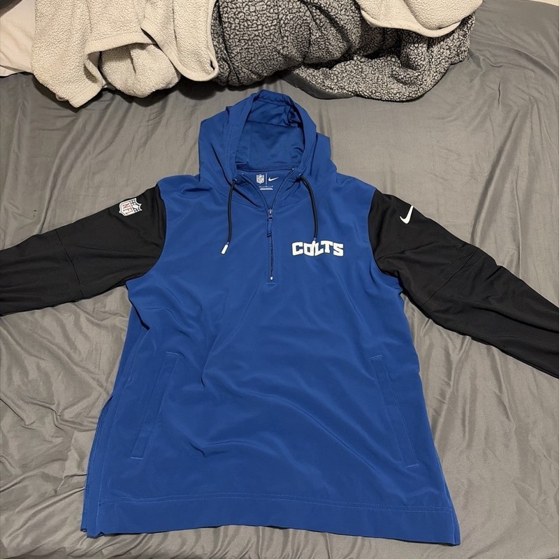 Nike Indianapolis Colts NFL Sideline Therma-FIT Hoodie Pullover Quarter Zip 