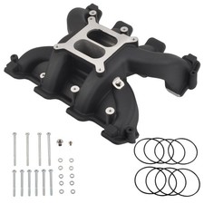 Aluminum Dual Plane Carb Intake Manifold Black For Gm Ls1 Ls2 5.3l 6.0l 300-130