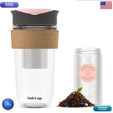 Solecup. Large Travel Mug Loose Tea - Tea Strainer Spill Proof Lid -