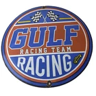 Vintage Gulf Gasoline Sign - Racing Automobile Porcelain Gas Pump Sign