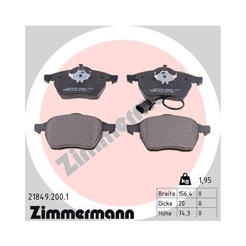 Plaquettes de frein Zimmermann 21849.200.1 sans poussière pour jantes VAG
