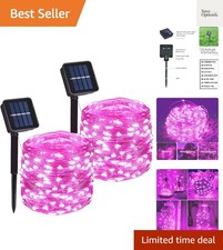 2 Pack Total 200 LED 66FT Solar Powered Copper Wire String Lights Outdoor, Wa...