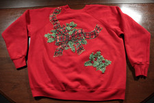Vintage 90s Christmas Sweatshirt Hanes Her Way Applique Bow M Holiday