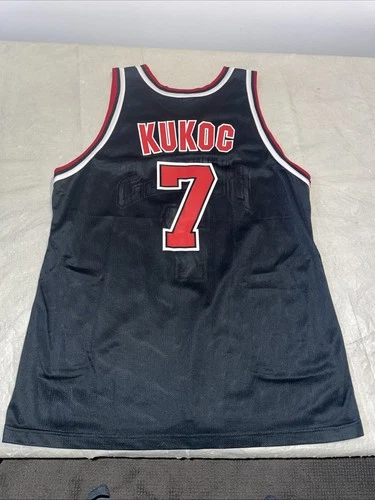 Tony Kukoc Champion JERSEY Men 48 Clean Black Chicago Bulls Vintage 90s Mexico