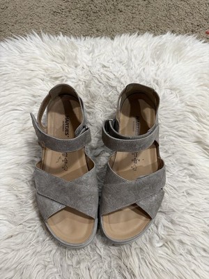 Hartjes Womens Pop Sandal Size 39 8.5 Grey Leather Ankle Strap Comfort Shoe