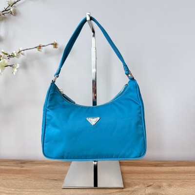 Prada Tessuto Nylon Shoulder Bag Blue
