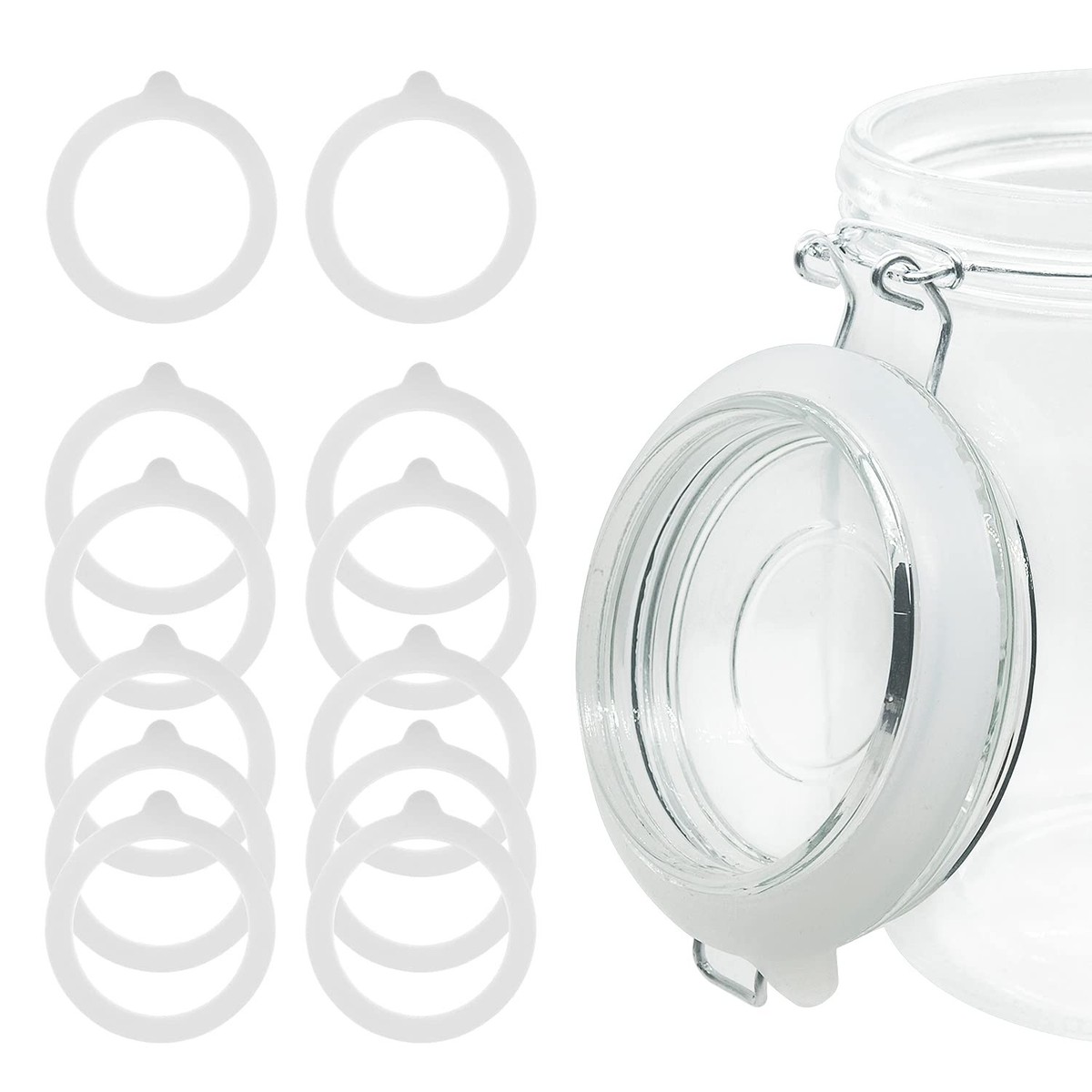 8-Pack Silicone Mason Jar Gaskets - Replacement Seals For Regular Mouth Canning Lids