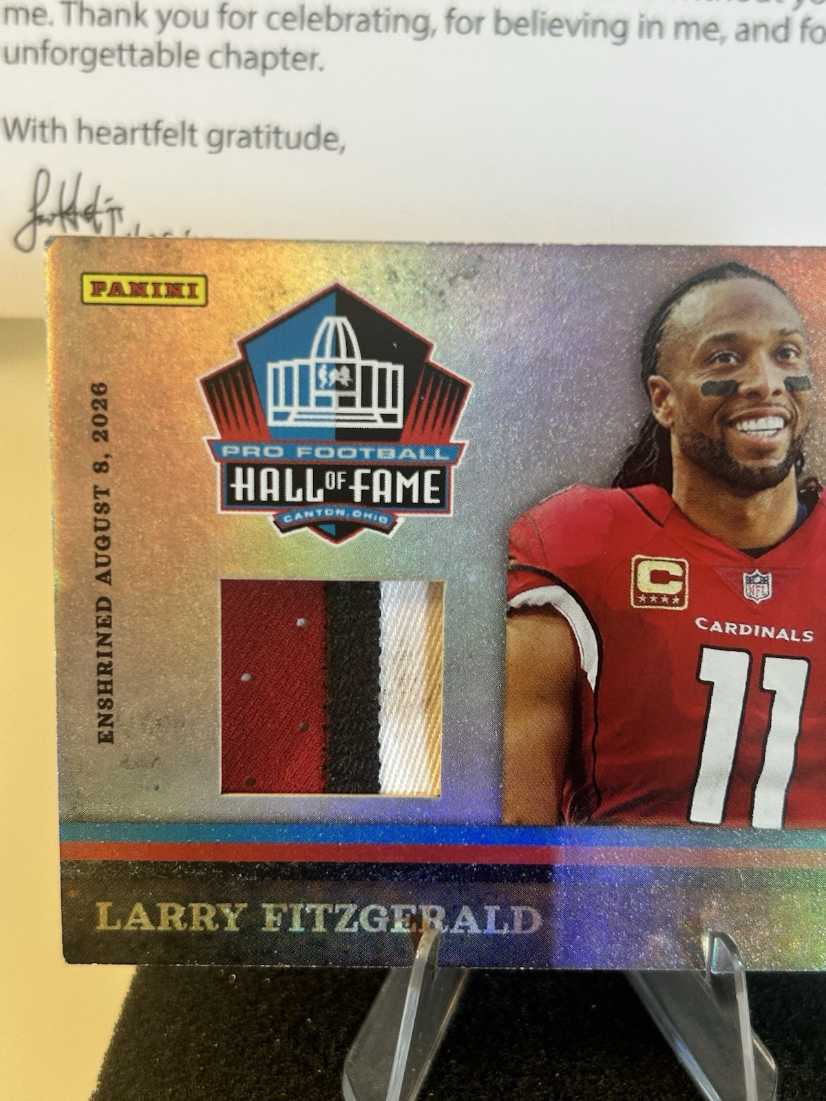 2026 Panini Hall Of Fame Larry Fitzgerald Game Used Jersey Patch /350 view 11