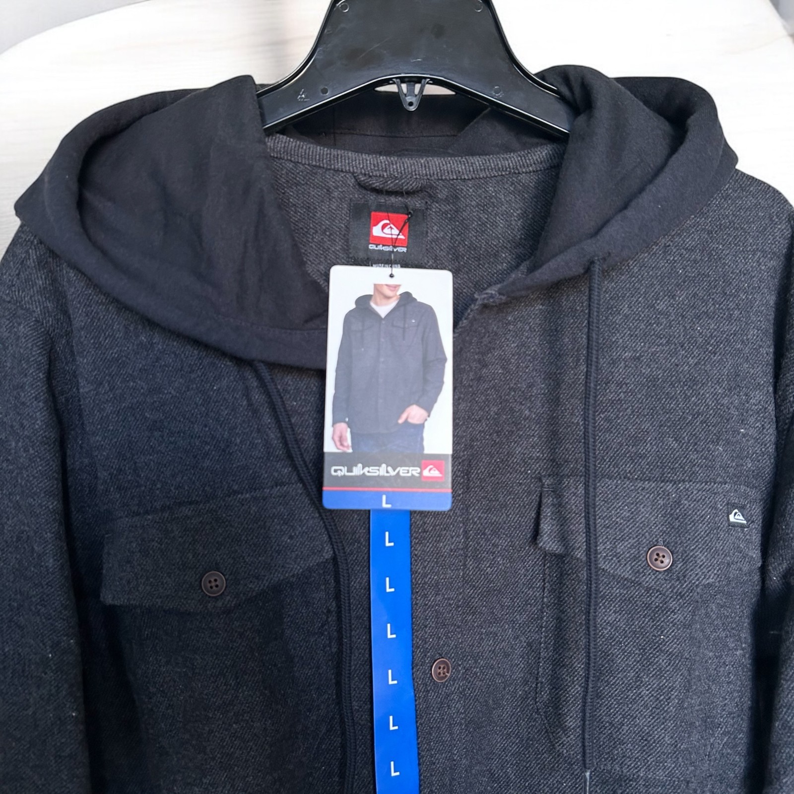 Quiksilver Men's Hooded Flannel Black Size L