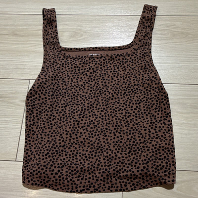 Old Navy Women s L Brown/Black Animal Print Square Neck Wide Strap Tank Top