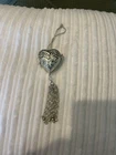 Vintage Heart Pendant Locket Necklace Floral Embossed Tassel Costume Jewelry