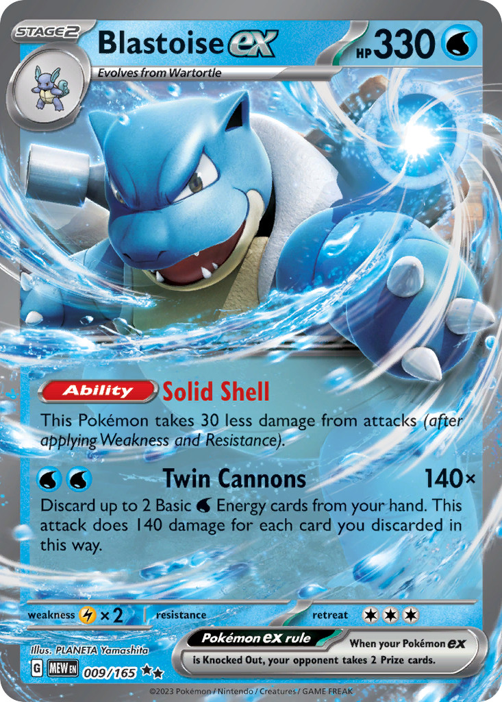 Pokemon 151 Double Rare Blastoise ex 009/165 - Near Mint (NM)