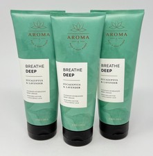 3 NEW BATH  BODY WORKS AROMA BREATHE DEEP EUCALYPTUS LAVENDER CREAM LOTION 8 OZ