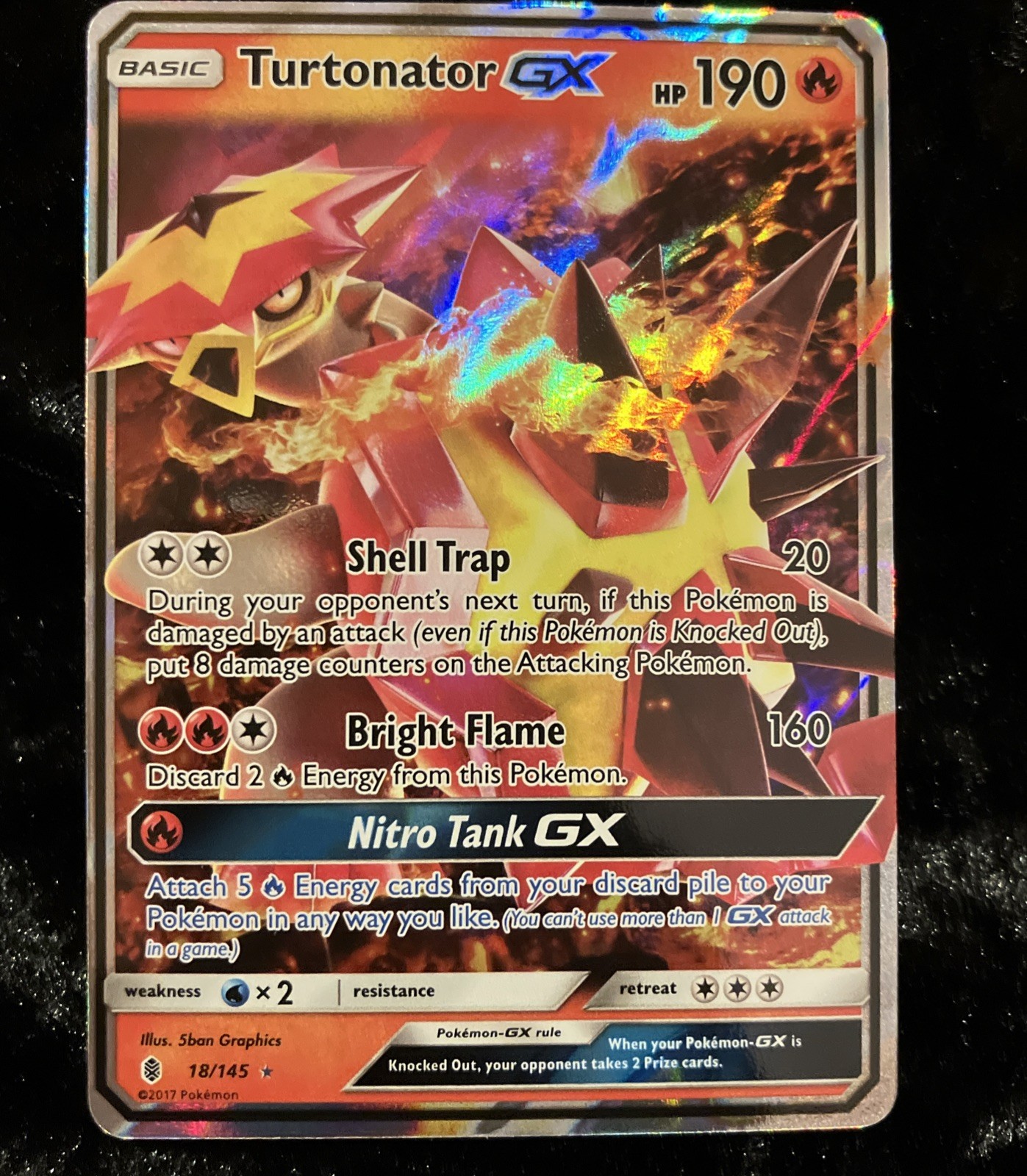 Turtonator GX 18/145 Sm-Guardians Rising Holo Pokemon NM/M Ultra Rare