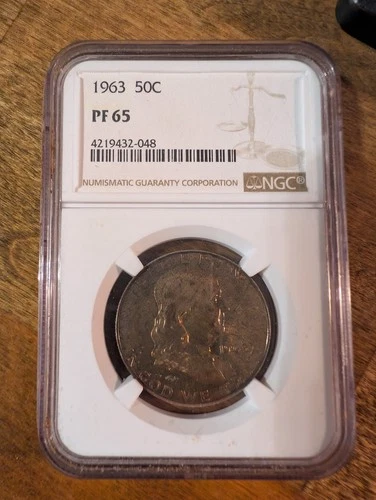 1963 PF65 Franklin Half Dollar NGC Toned Proof 65 $1 Toner