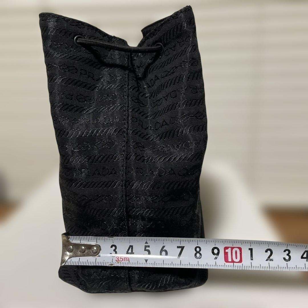 PRADA Black Drawstring Pouch Small Bag Leather To… - image 5