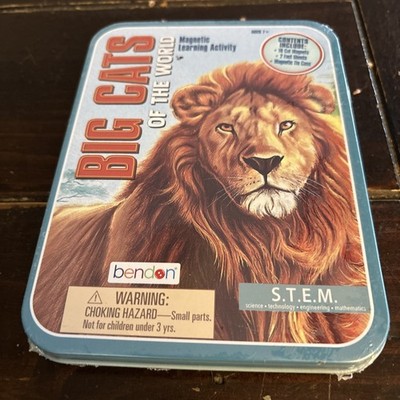 BIG CATS OF THE WORLD  S.T.E.M.  Learning Magnetic Tin Sealed