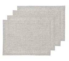  Linen Placemats Set of 4-100% Pure Linen 14" x 19" (Set of 4) 11: Oyster Grey