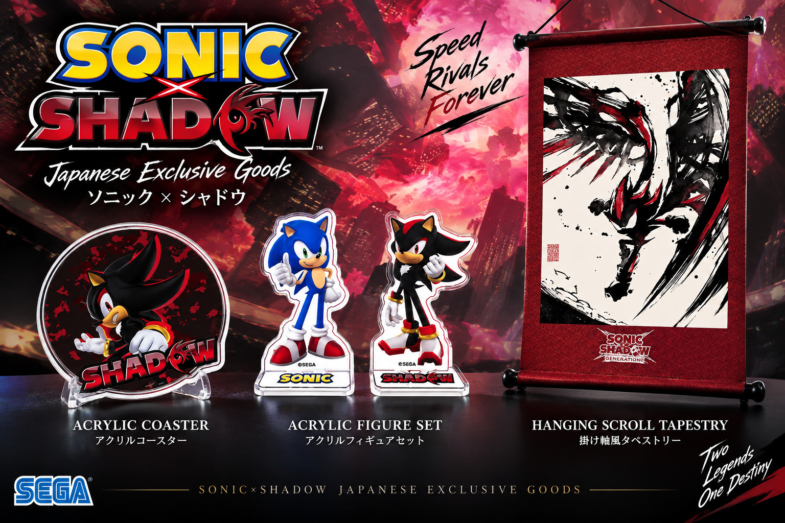 Sonic X Shadow Generations Raro Juego de 3 Piezas SEGA Exclusivo de Japón