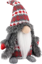 Plush Christmas Gnome Figurine Holiday Nordic Decor Table Mantel Tiered Tray