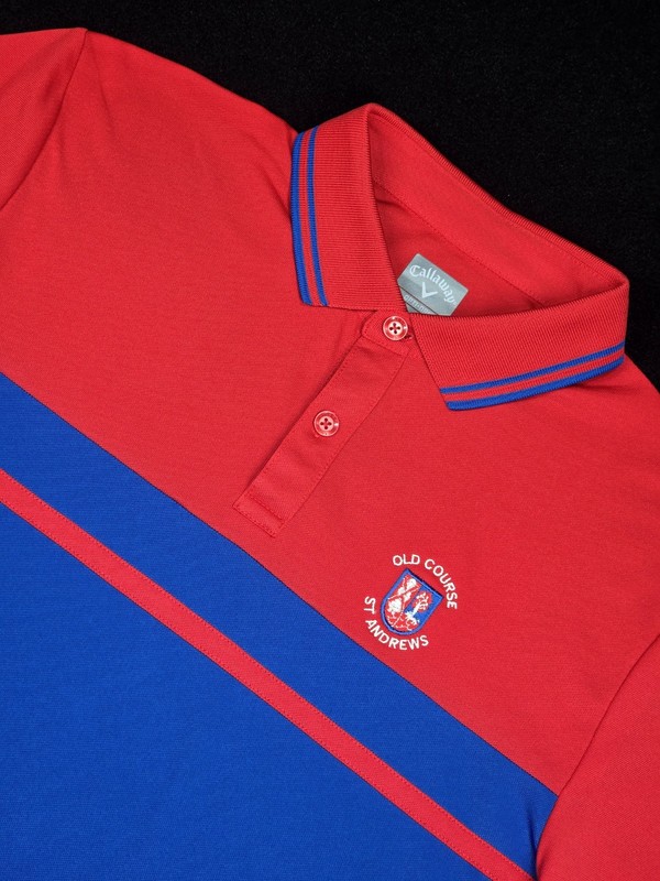 Callaway OPTI•DRI Performance Golf Polo Mens Sz M •OLD COURSE ST. ANDREWS• Logo