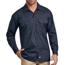 Dickies Men's Long Sleeve Work Uniform Casual Shirt 2XL Navy Blue NEW With Tags