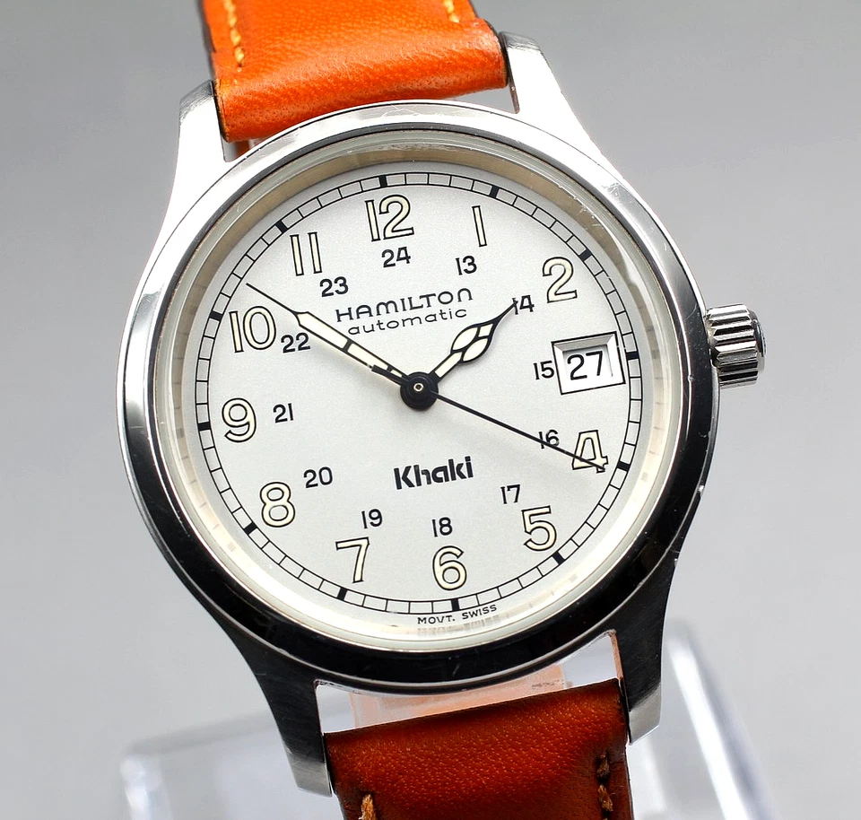 Conjunto completo [quase perfeito] relógio masculino Hamilton cáqui campo automático 9721B do Japão - Imagem 3 de 4