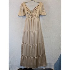 SHOW ME YOUR MUMU Satin Maxi Flutter Sleeve Dress Size M