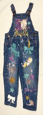 Osh Kosh B'Gosh 5T Personalize BRIELLE Unicorn Splatter Paint Denim Bib Overalls