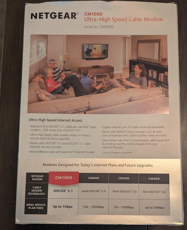 NETGEAR Ultra-High Speed Cable Modem DOCSIS 3.1 CM1000v2 - Image 3 of 4