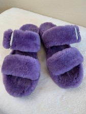 Ugg Fuzz Yeah Shearling Sheepskin Slide Sandals Buckle Purple Violet size 8