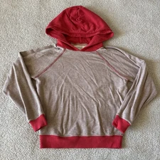 The Great Colorblock Shrunken Relaxed Fit Pullover Hoodie Women 0 Red NO STRING