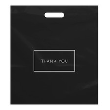 Purple Q Crafts Large Plastic Shopping Bags with 1 Count Pack of 100 , black