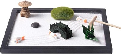 WingFly Zen Garten Set Mini Sandgarten Sitzende Buddha Skulptur Halter Buddha