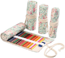24/36/72 Slots Pencil Wrap Pencil Rolls, Artist Colored Pencils Roll up Bag S...