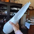 Fenton Hobnail Footed Milk Glass Swung Vase 16 Fingers Vintage MCM Decor 18”