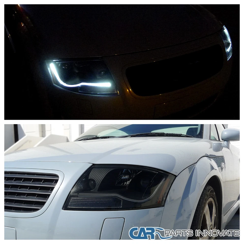 Fit 99-06 Audi TT LED DRL Black Projector Headlights Smoke Head Lamps Left+Right Foto 3 de 4