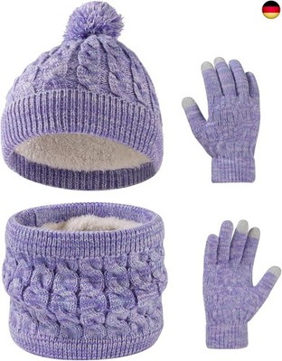Wintermütze Schal Handschuhe Set für Mädchen Jungen, 3 in 1 Warm Winte St