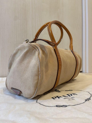 PRADA BOSTON CANVAS LEATHER HAND BAG 【公式通販】