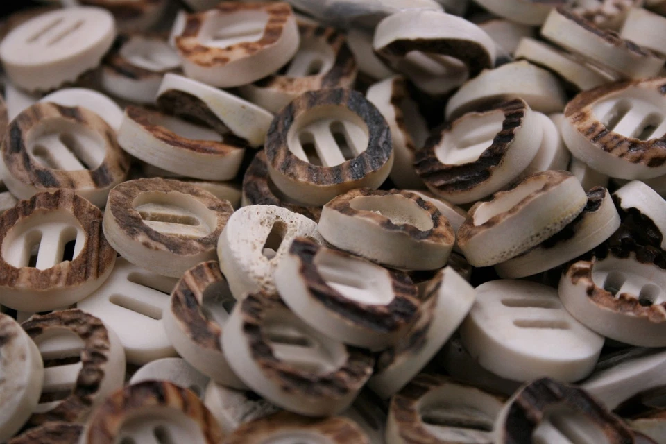 Lederhosen Knöpfe echt Hirschhorn mit Lang-Loch (2 Stück) - Bild 3 von 4